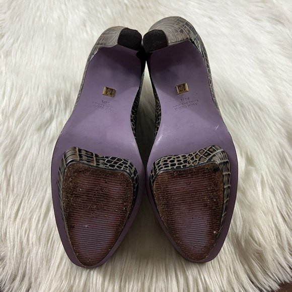 Herve Leger‎ Size 38.5 Crocodile Embossed Print Leather Booties Boots - Picture 11 of 12